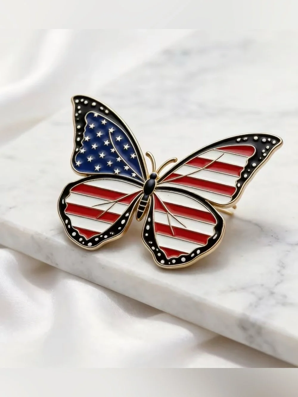 American Flag Brooch Butterfly shaped Independence Day Patriotic Stars Stripes